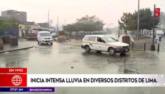 Inicia intensa lluvia en distritos de Lima. (Foto: Captura)