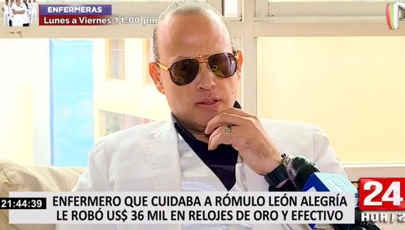 Rómulo León Romero, hijo de Rómulo León Alegría, dio detalles del robo que sufrió su padre por parte de un falso enfermero. (24 Horas)