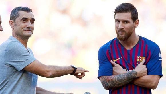 Ernesto Valverde y Lionel Messi coincidieron en Barcelona por dos años y medio. (Foto: EFE)
