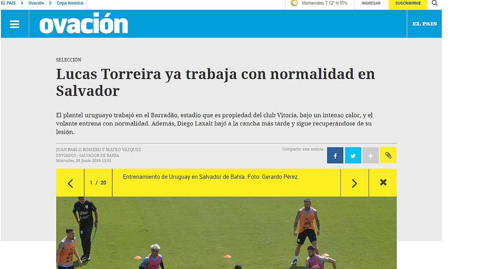 Perú vs. Uruguay: así informan en Uruguay sobre el partido ante la bicolor por cuartos de final en la Copa América 2019