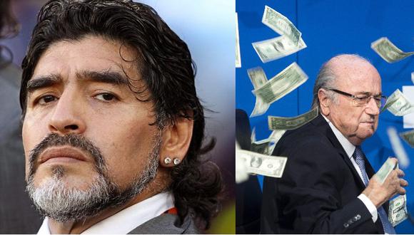 Diego Maradona se burla de Joseph Blatters tras incidente con billetes (FOTO)