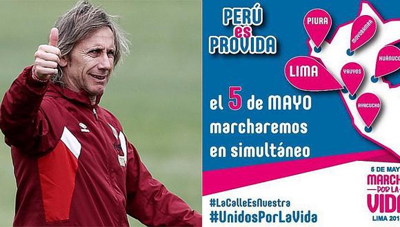 Ricardo Gareca es duramente criticado por apoyar la 'Marcha por la vida'
