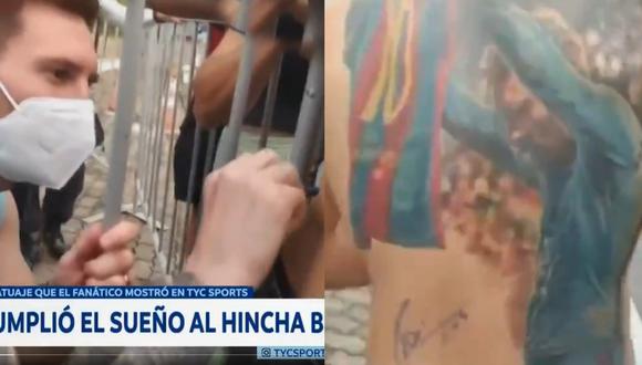 El 10 de Argentina, antes de subirse al micro le cumplió el sueño a Igor y firmó su tatuaje en la espalda.