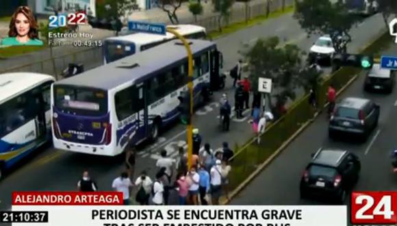 El periodista Alejandro Arteaga se encuentra en estado grave tras ser atropellado por un bus de transporte público en la cuadra 13 de la avenida Brasil, en Jesús María, el último fin de semana. (Foto: 24 Horas)