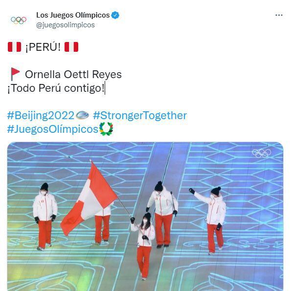 Ornella Oettl Reyes llevó la bandera de Perú en la inauguración de los Juegos Olímpicos de Invierno. (Foto: Captura)