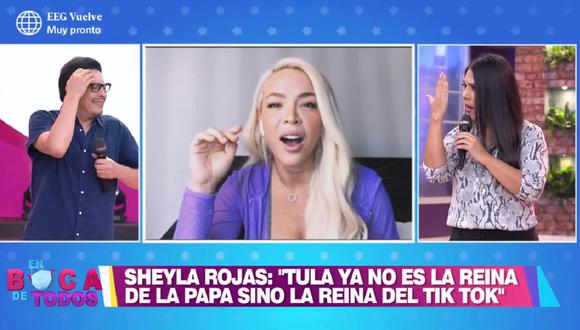Sheyla Rojas habla de sus cirugías en entrevista con Tula Rodríguez. (Foto: Captura América TV)