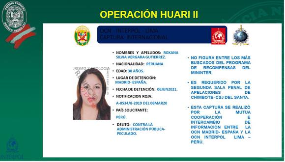 Roxana Vergara, una de las peruanas detenida en España. (Foto: PNP)