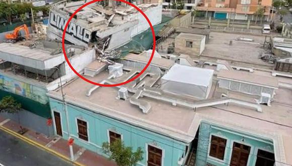 Estructura se encuentra en peligro de colapso a un lado de la Casa Museo Ricardo Palma. (Foto: Twitter)