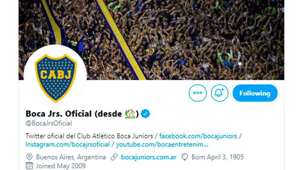 Así luce el Twitter de Boca Juniors con el escudo de 68 estrellas. (Foto Twitter)