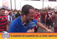 Hinchas de Flamengo le tiran cerveza al Loco Wagner en plena transmisión de Gol Perú | VIDEO