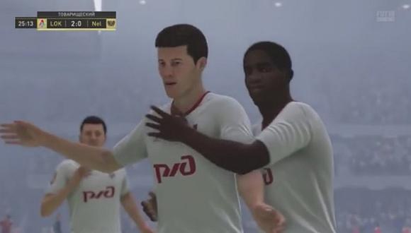 Lokomotiv recrea gol en PES 2018 donde aparece Jefferson Farfán [VIDEO]