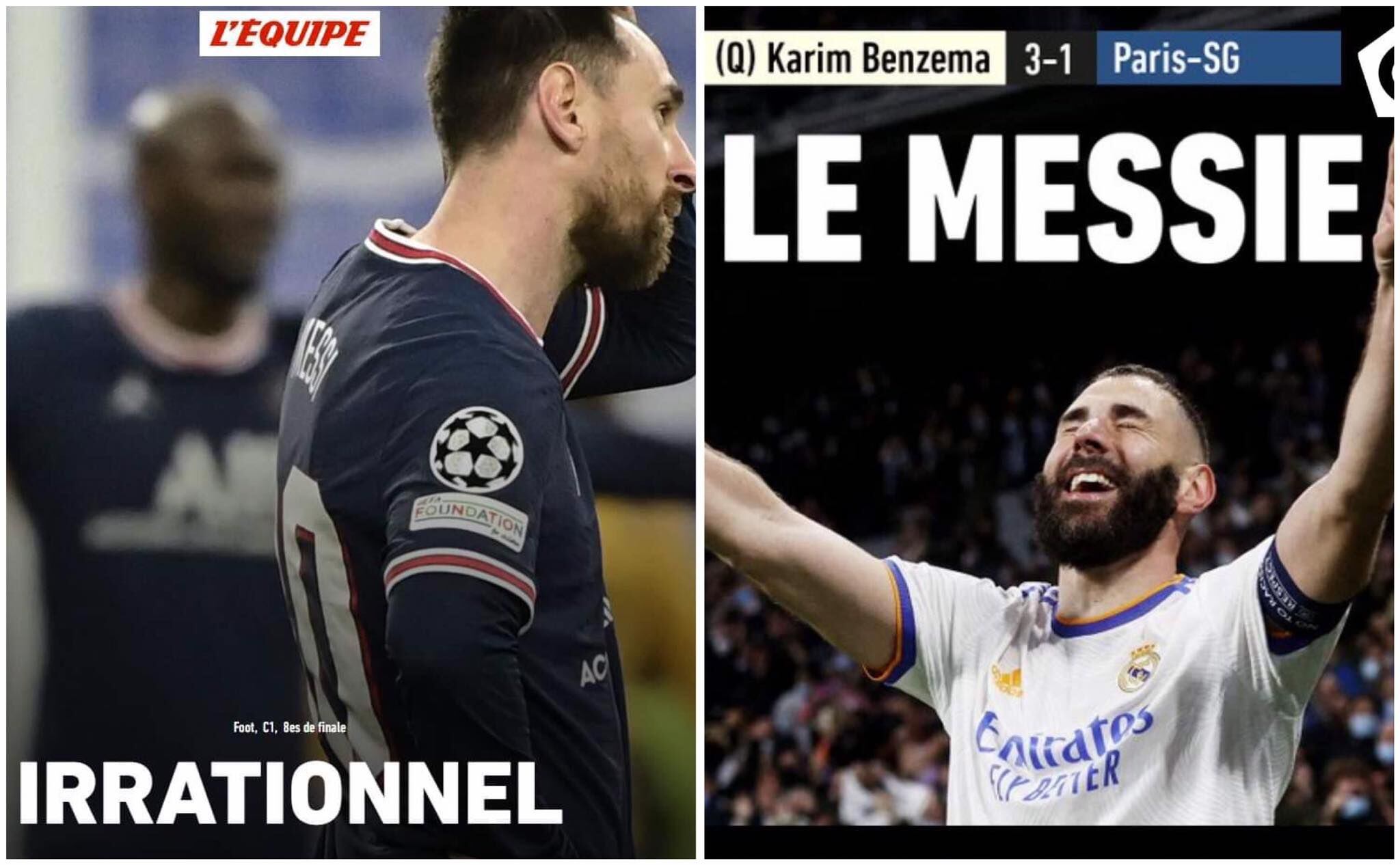 Diario L'Equipe utilizó estas dos portadas para su versión web.