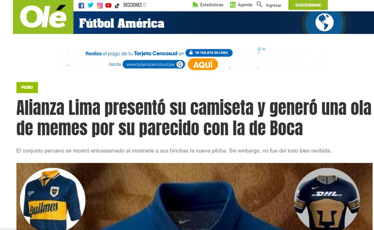 Alianza Lima presentó su camiseta alterna y los memes la comparan con la de Boca Juniors