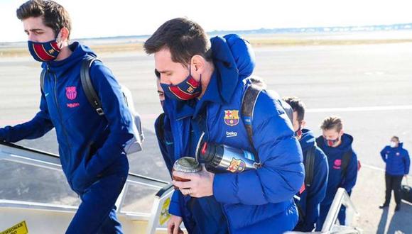 Lionel Messi viajó a Sevilla con todo el plantel de Barcelona. (Foto: @FCBarcelona_es)