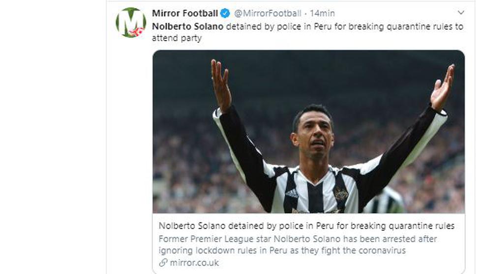 La reacción de la prensa internacional tras lo sucedido con Nolberto Solano. (Captura)