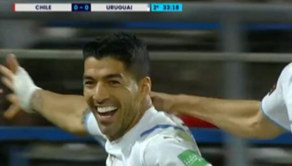 Golazo de Luis Suárez para el 1-0 de Uruguay vs. Chile en Santiago. (Captura: SporTV 4)