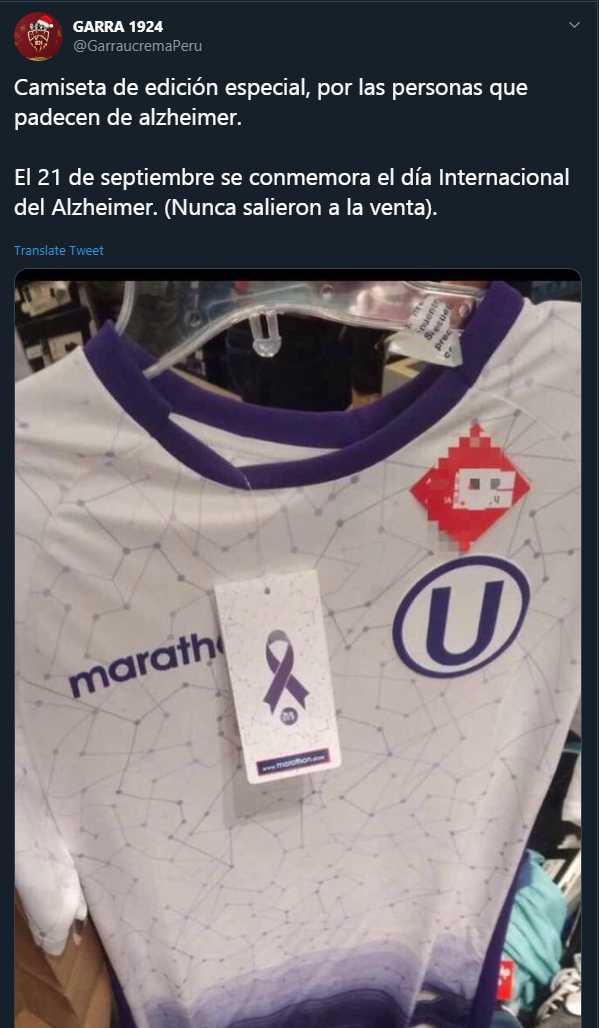 Esta es la cuenta que publicó la supuesta camiseta de edición de especial de Universitario de Deportes. (Foto: Twitter)