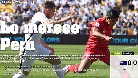 Nueva Zelanda vs. Perú: diario Olé destaca superioridad del cuadro de Gareca