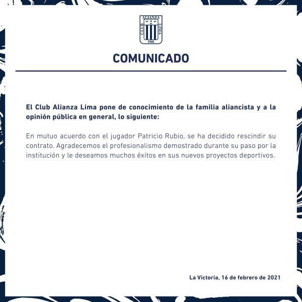 Patricio Rubio dejó de ser jugador de Alianza Lima. (Captura: Alianza Lima)