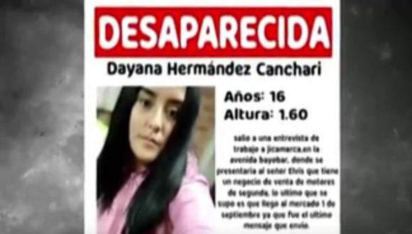 Dayana Hernández Canchari de 16 años fue reportada como desaparecida el domingo 8 de enero de 2022, en Jicamarca. (Foto: PNP)