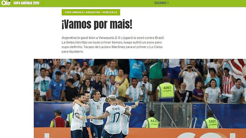 Brasil vs. Argentina: prensa argentina calienta previa del partido por las semis de la Copa América 2019 | FOTOS