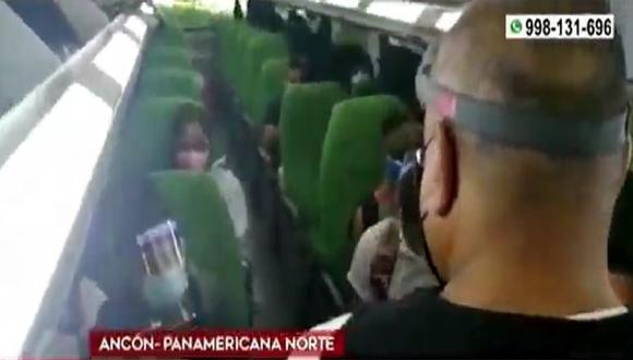 Policía Nacional intervino a 25 personas de nacionalidad extranjera, a bordo de un bus interprovincial. (Captura: América Noticias)
