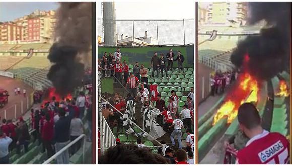 Hinchas no aceptan derrota y queman tribunas de estadio [VIDE0]