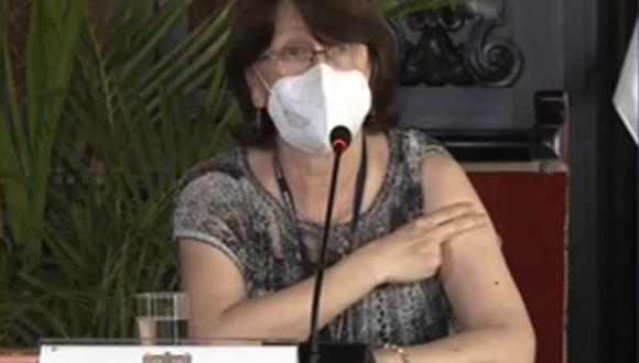 La titular de Salud, Pilar Mazzetti, comentó que colocarse la vacuna contra el COVID-19 u otras enfermedades es una manera de hacer prevención y promoción de salud. (Foto: Captura TV Perú)