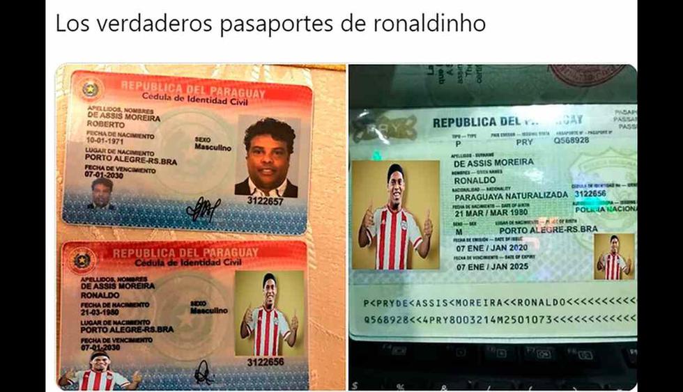 Los divertidos memes de Ronaldinho por ingresar a Paraguay con un pasaporte falso. (Foto: Facebook y Twitter)