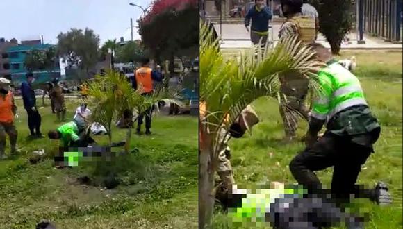 El agente Javier Silva Zelada recibió una golpiza durante intervención en un parque del Callao. (Captura de video de Facebook)