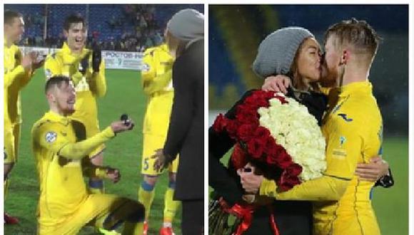 ¡Insólito!: Jugador ruso pide matrimonio a su novia en plena cancha de fútbol [VIDEO]