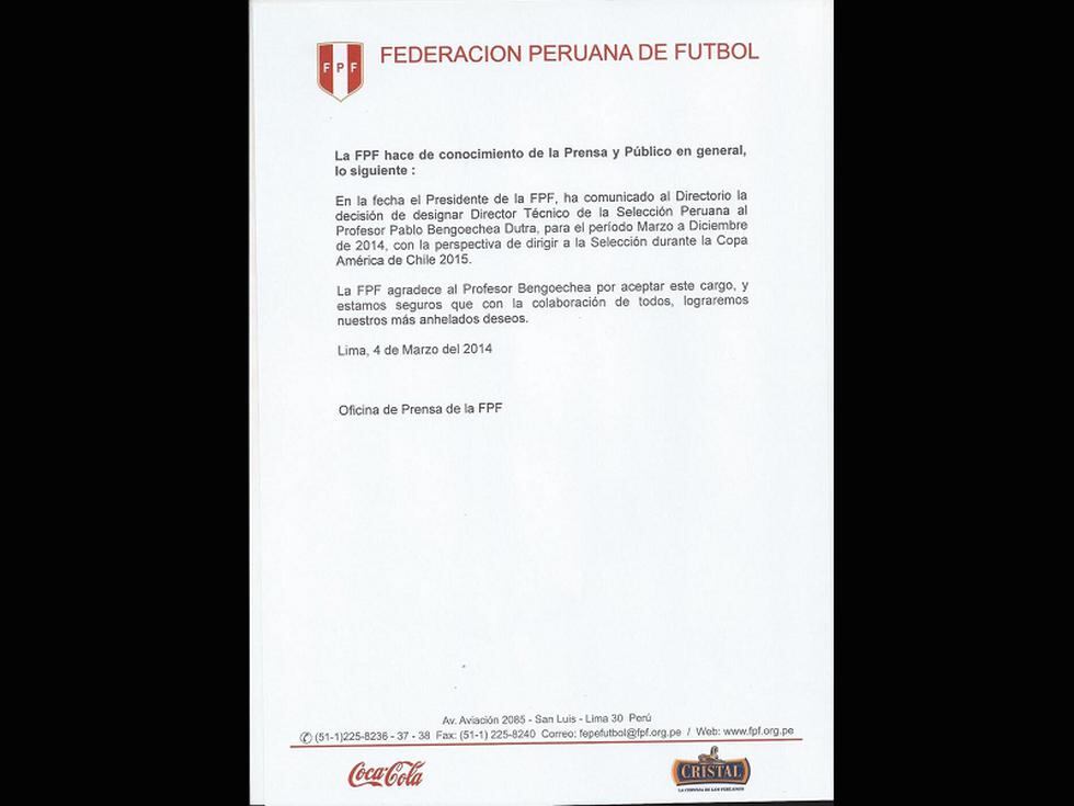 Pablo Bengoechea designado como entrenador de la selección peruana de fútbol
