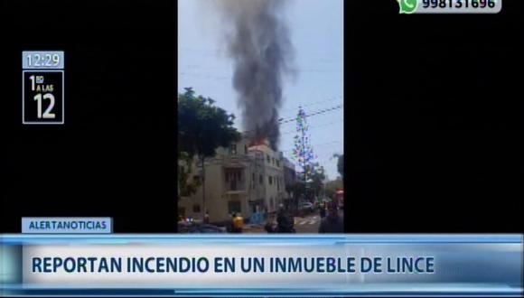 Incendio en inmueble de Lince moviliza unas 8 unidades del Cuerpo de Bomberos. (Captura: Canal N)