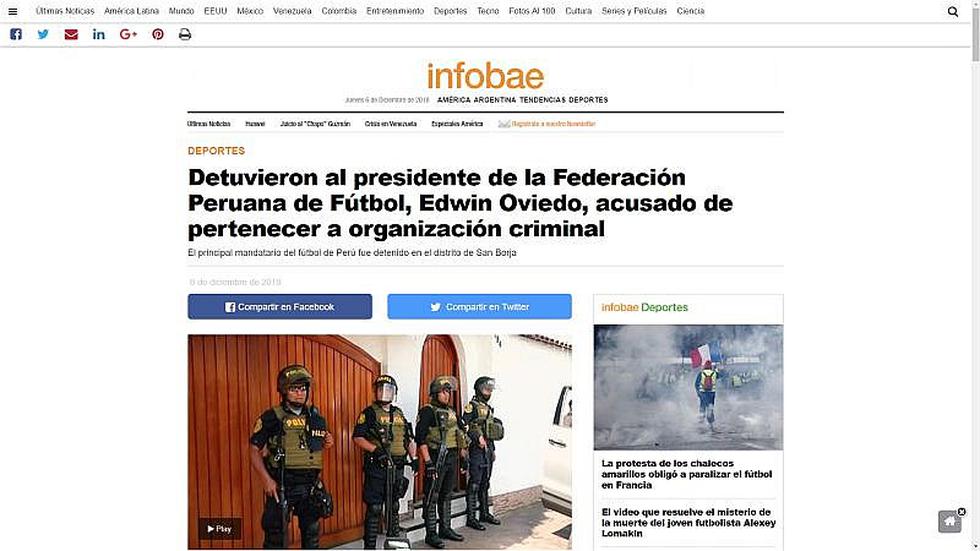 Así informó la prensa internacional detención de Edwin Oviedo