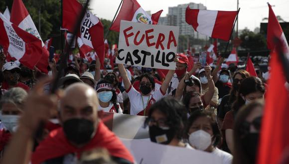 Marcha contra el Gobierno por la vacancia del presidente Pedro Castillo. (Foto: Renzo Salazar/GEC)