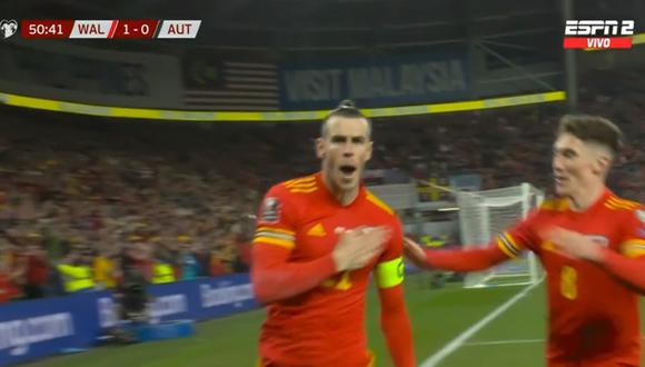 Gareth Bale le está otorgando la victoria a Gales sobre Austria por el repechaje. Foto: Captura de pantalla de ESPN.