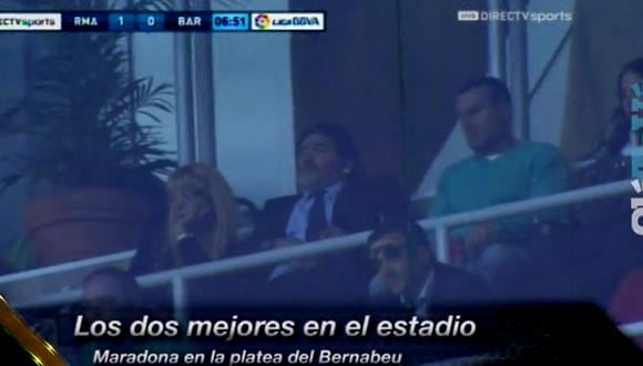 En el palco de Cristiano Ronaldo Maradona vio el 'Derby' español [VIDEO]