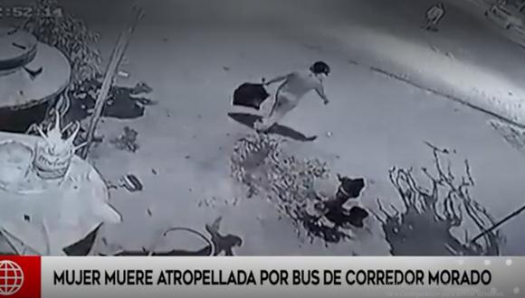 Mujer sacaba la basura cuando fue arrollada por un bus del Corredor Morado. Foto: América Noticias