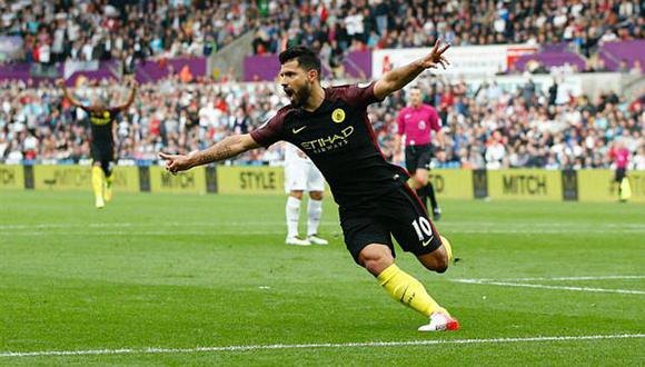 ​Manchester City gana con goles de Agüero y es líder en la Premier
