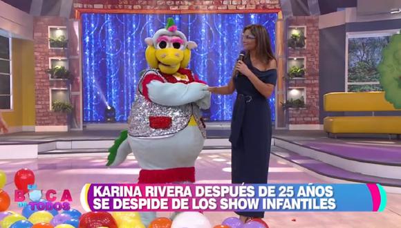 Karina Rivera y ‘Timoteo’ en el programa "En boca de todos". (Foto: Captura América TV)