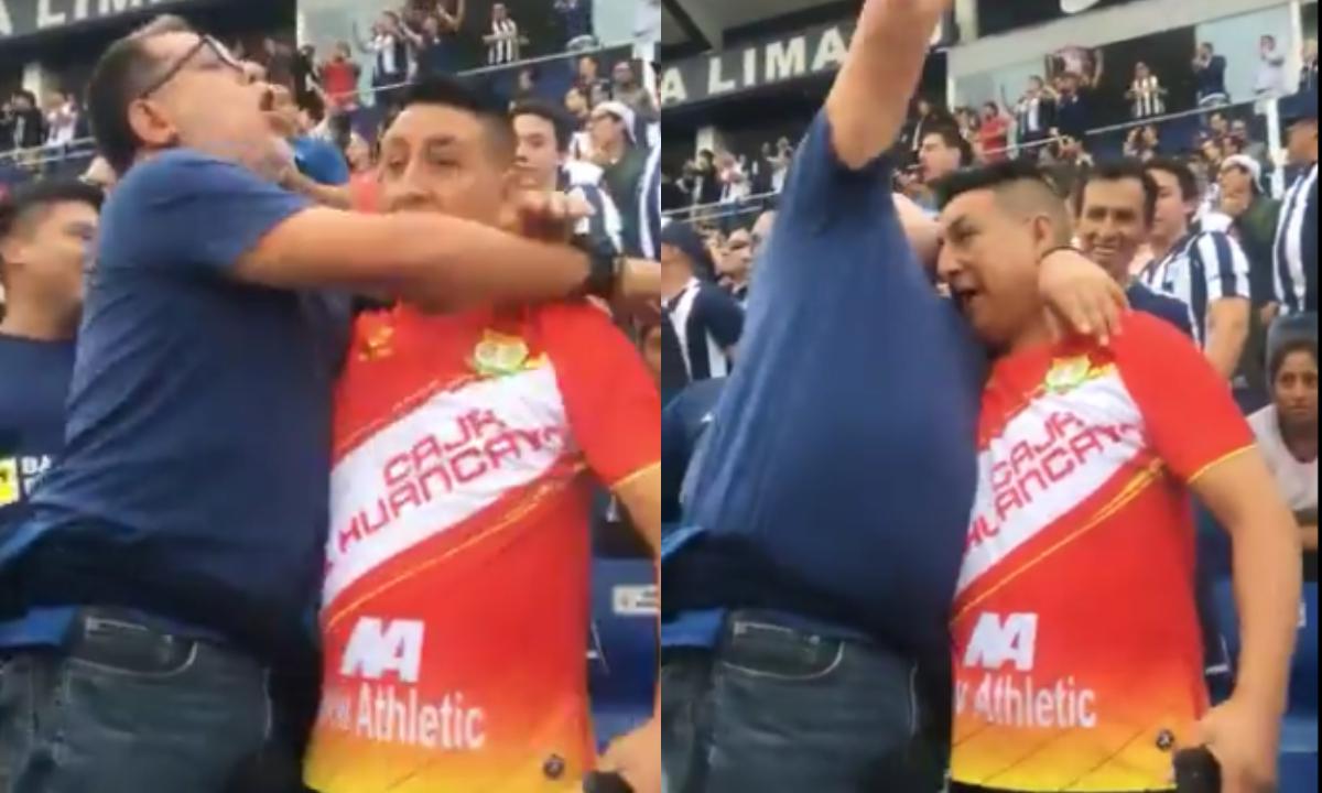 Hinchas de Alianza Lima y Sport Huancayo protagonizaron emotivo abrazo en Matute | Foto: Captura