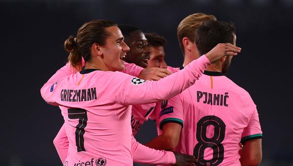 Con goles de Dembélé y Messi, Barcelona ganó 2-0 a Juventus en Turín. Con este resultad el equipo de Koeman es líder del Grupo G con seis unidades. (Foto AFP)