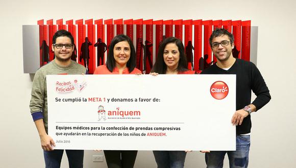 CLARO entregó primera meta de la campaña “Recibos de Felicidad” a beneficio de los niños de ANIQUEM