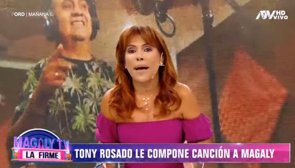 Magaly Medina critica a Tony Rosado por el tema ‘Distinguida dama’. (Foto: ATV)
