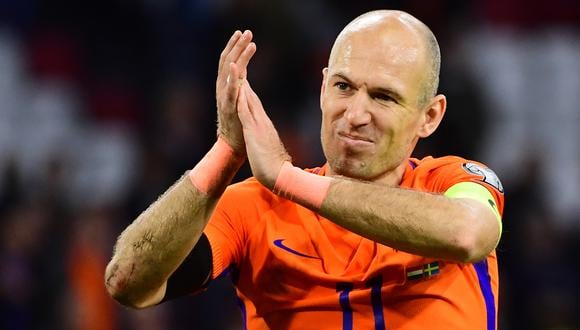 Arjen Robbem le dijo adiós a la selección de su país en octubre de 2017, tras no lograr clasificar a Rusia 2018. Jugó 96 partidos con la ‘Oranje‘ en los que marcó 36 goles. (Foto: AFP)