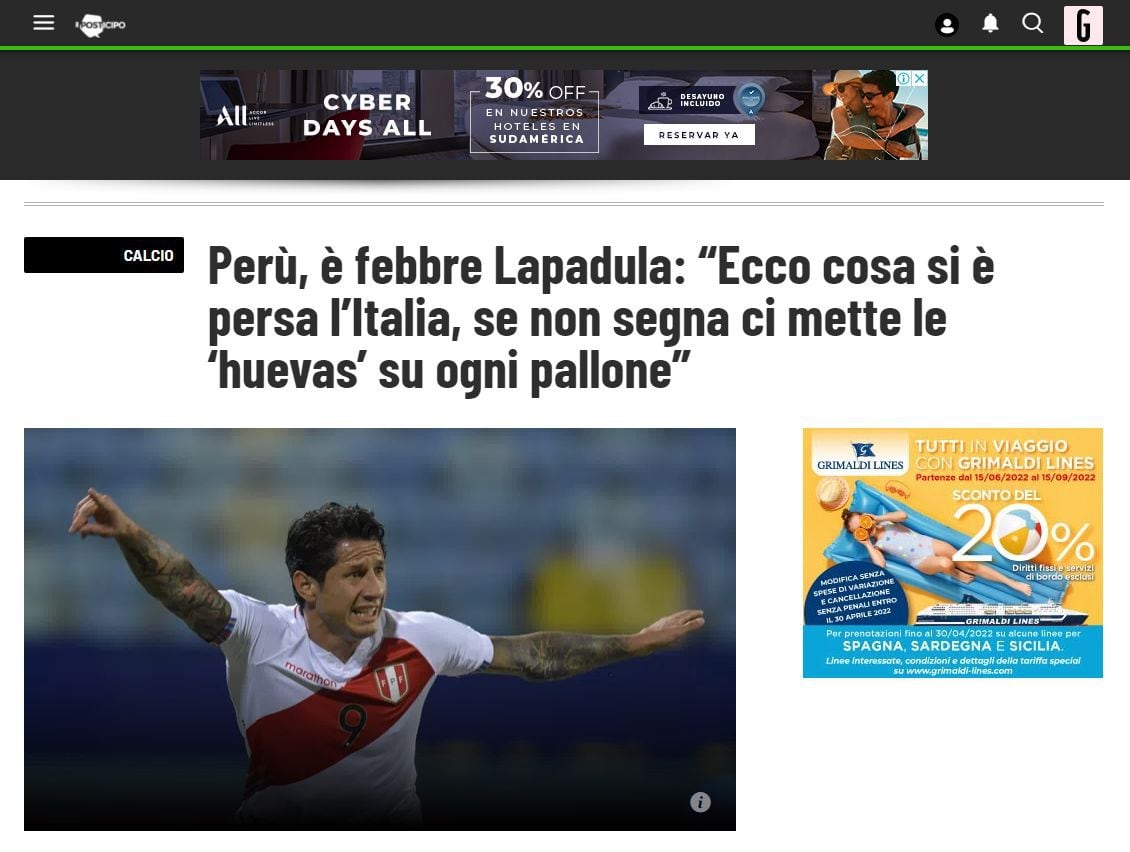 La Gazzetta dello Sport se refiere a Gianluca Lapadula. (Foto: Captura)