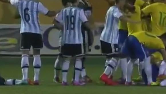 Tremenda pelea en partido sub 20 entre Argentina vs Brasil [VIDEO] 