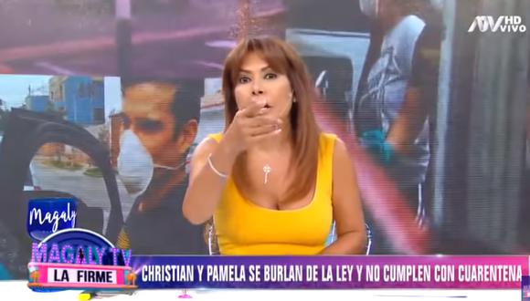 Magaly Medina crítica a Christian Domínguez y Pamela Franco tras ser captados incumpliendo cuarentena  (Foto: captura)