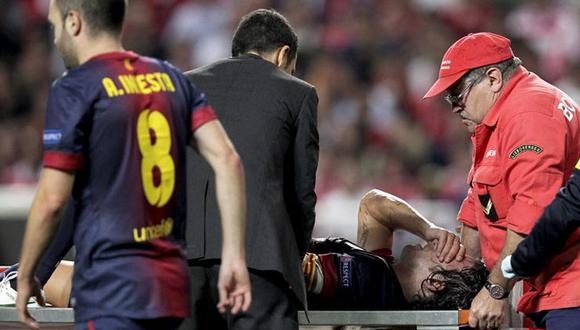 Mira la grave lesión de Carles Puyol en el partido ante Benfica