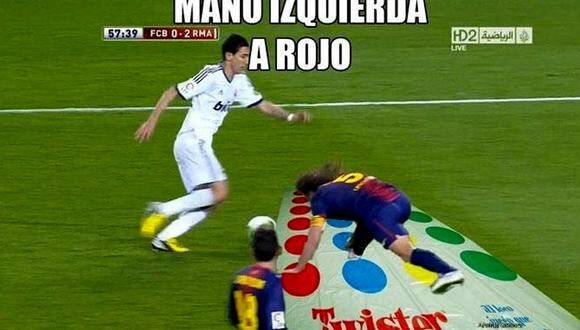 Crean 'meme' del resbalón de 'Puyol' ante Di María [FOTO]